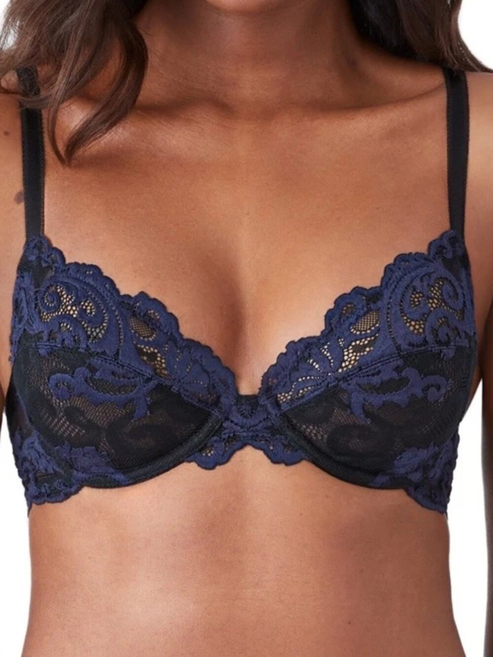 Wacoal Instant Icon Underwire Bra Lace Womens 36C Black Eclipse 851322 NWT